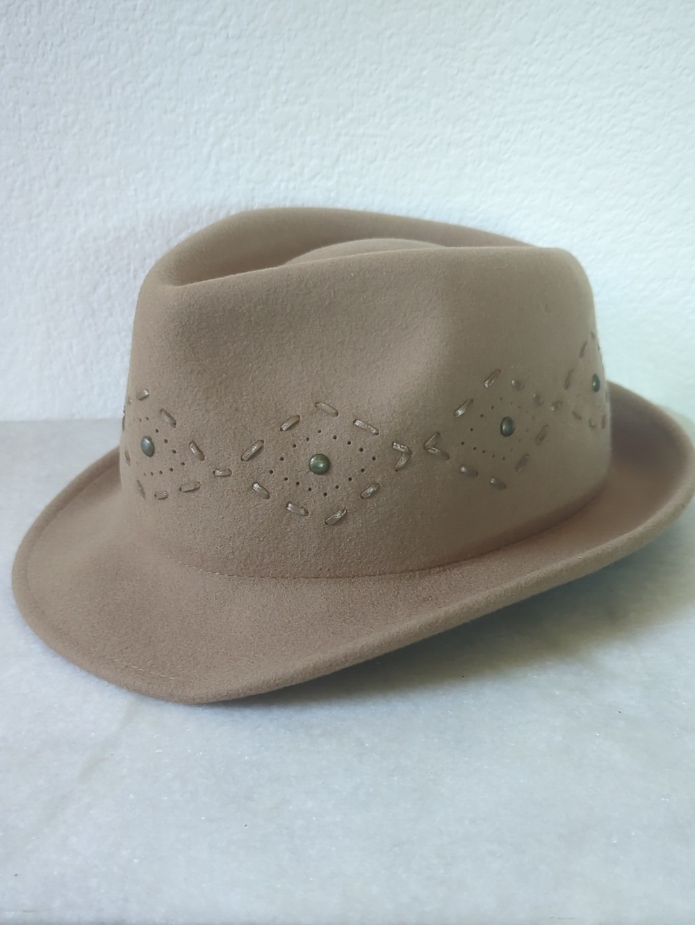 Wool Fedora Hat with Decorative Studs